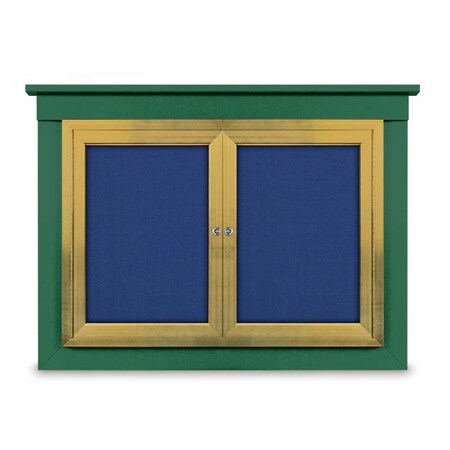 United Visual Products 48"x36" 2-Door Enclosed Outdoor Letterboard, Hdr, Green Felt/Black UV1176HDPLUS-BLACK-GREEN